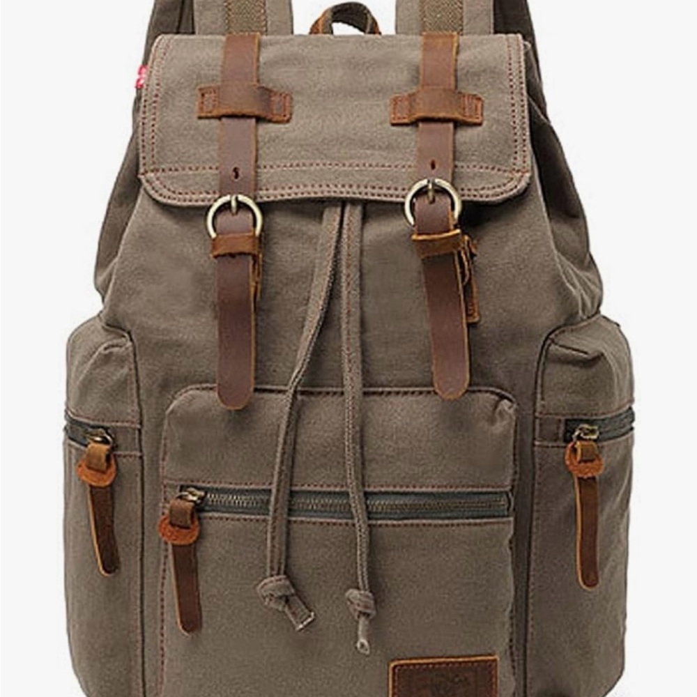 Augur high-capacity leather/canvas Backpack with military-inspired vibe